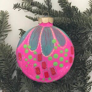 Modern Hand Painted Glass Ornament